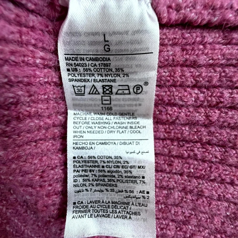 Old Navy Cardigan Sweater Women Large Pink Ribbed Oversized Slouchy Button Front - Picture 6 of 6